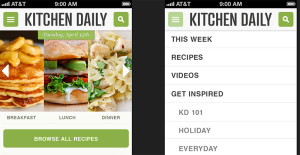 Original design comp - note the left and right arrows, different menu order, and new 'browse all recipes button
